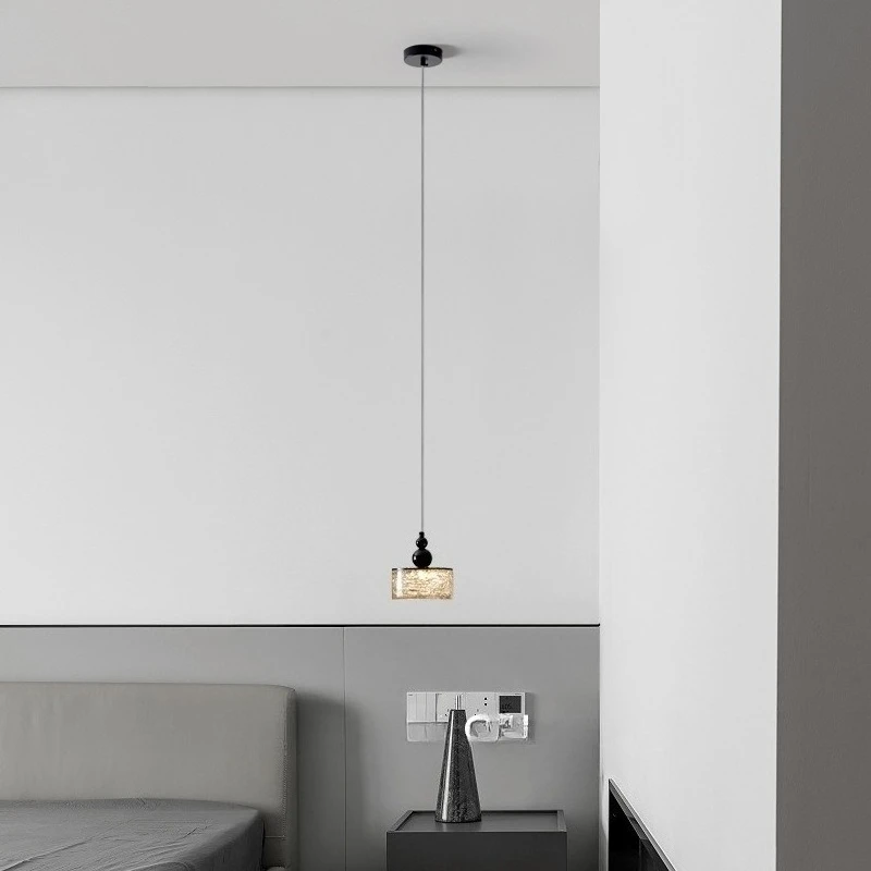 Italian Black Stainless Steel Pendant Lights Rotundity/square Resin Chandelier Living Room Bedroom Study Restaurant Hanging Lamp