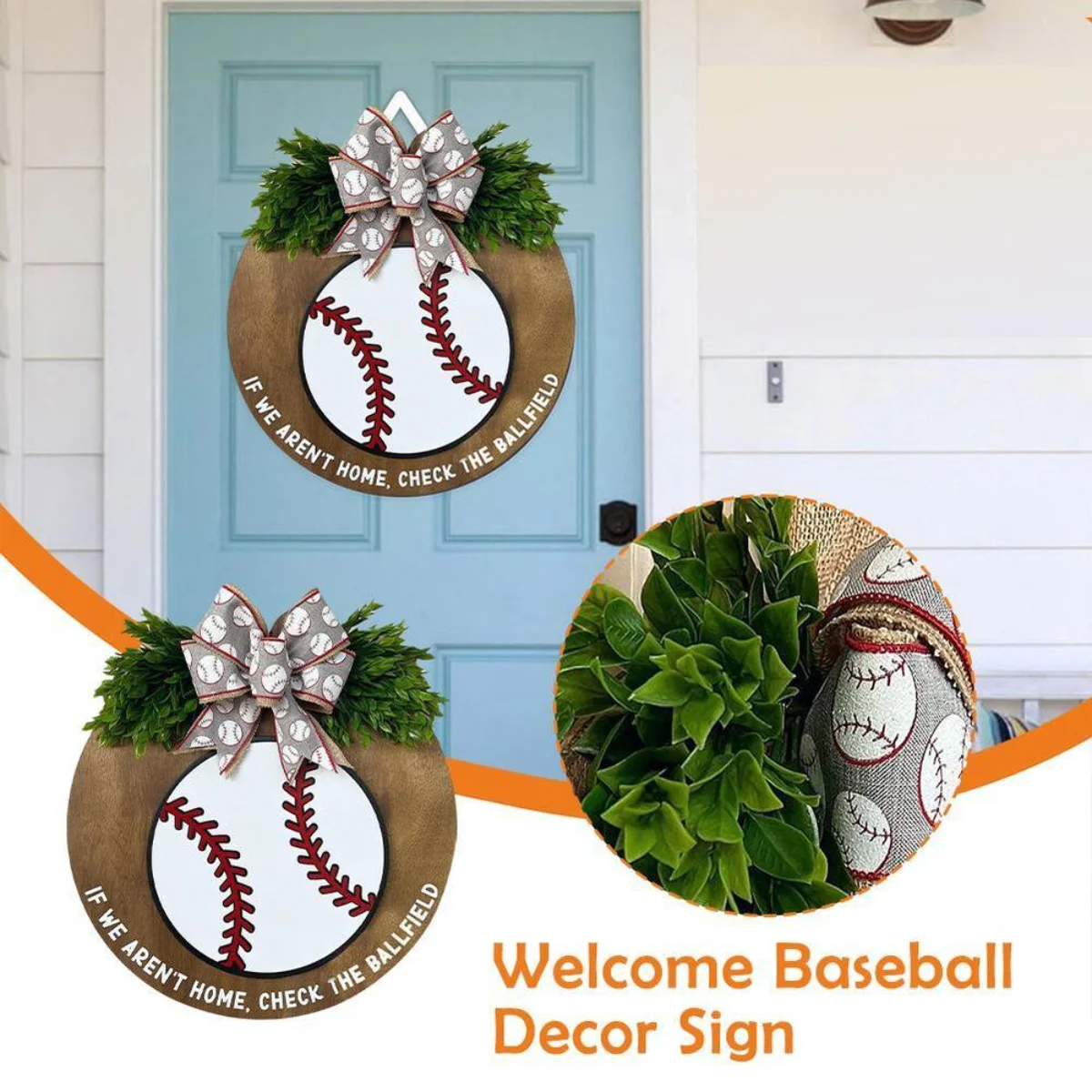 Funny Welcome Sign for Front Door, Baseball Lover Decor Outside Wreath Home Front Door Welcome Sign, Gift for Baseball Fan