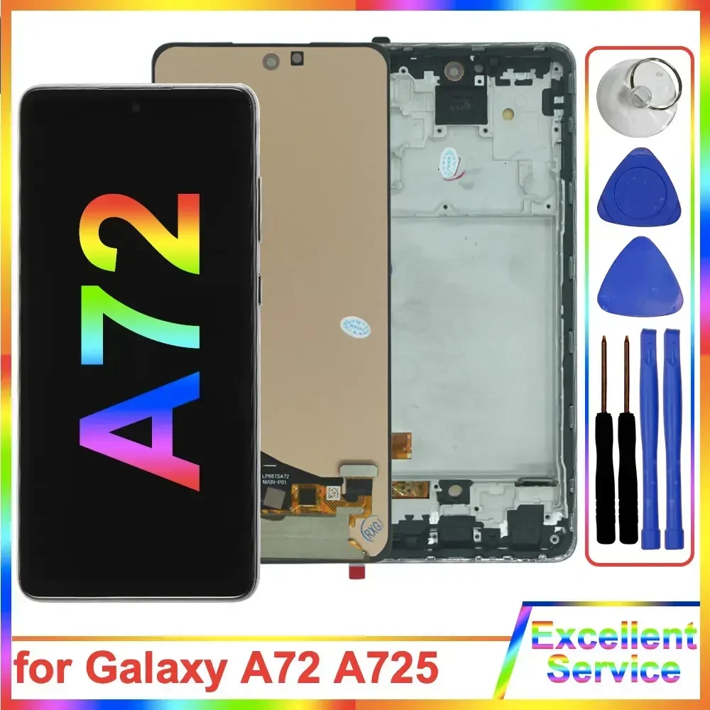 삼성 갤럭시 A72 4G A725F 용 슈퍼 AMOLED LCD 디스플레이, 터치 스크린 디지타이저 교체, 삼성 A72 A725F A725M LCD