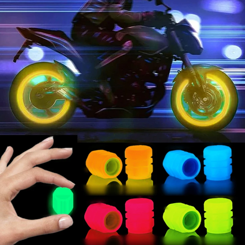 Tapas luminosas de válvula de neumático para coche, motocicleta, cubo de rueda de bicicleta, cubierta fluorescente brillante nocturna, accesorios de decoración reflectantes, nuevo