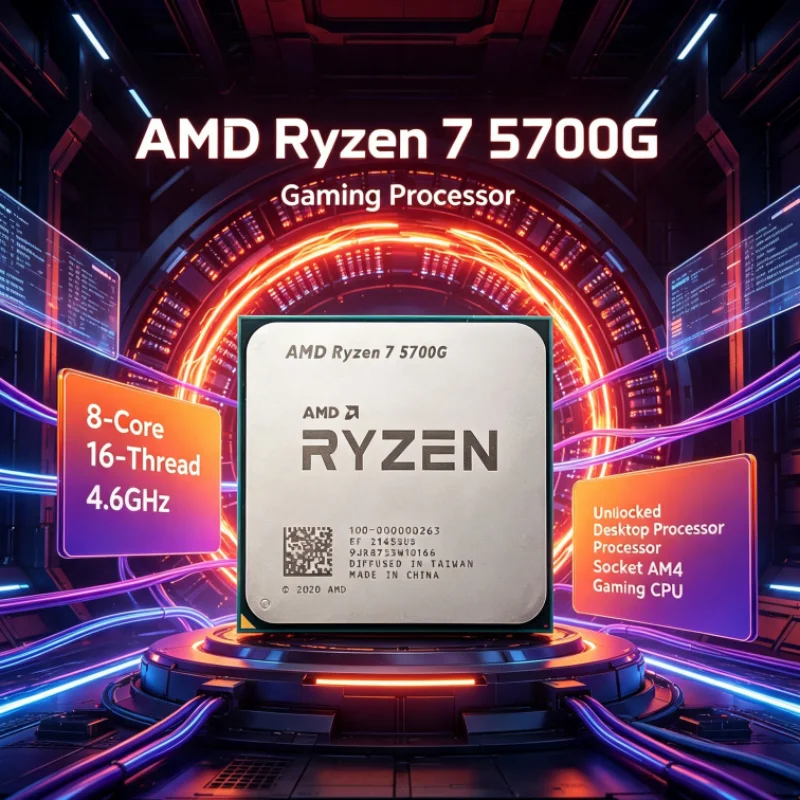AMD Ryzen 7 5700G R7 5700G 7nm CPU 4.6GHz 8-Core 16-Thread 16MB L3 Socket AM4 100-000000263