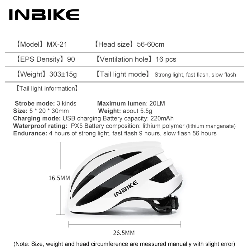 INBIKE Bicycle Light Helmet Bike Ultralight Helmet Electric Bicycle Helmet Mountain Road Bicycle MTB Helmet Cycling Equipment