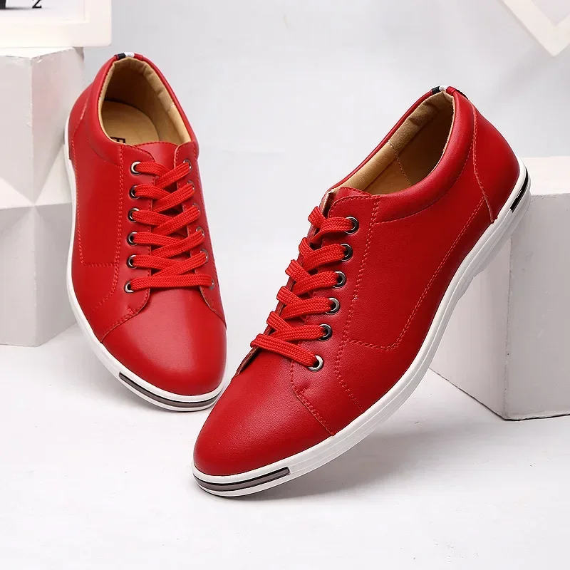 White Casual Shoe for Men Lace-up Sneakers Men\'s Classic Luxury Loafers Simple Flat Vulcanized Shoe Comfortable Brand Sneakers