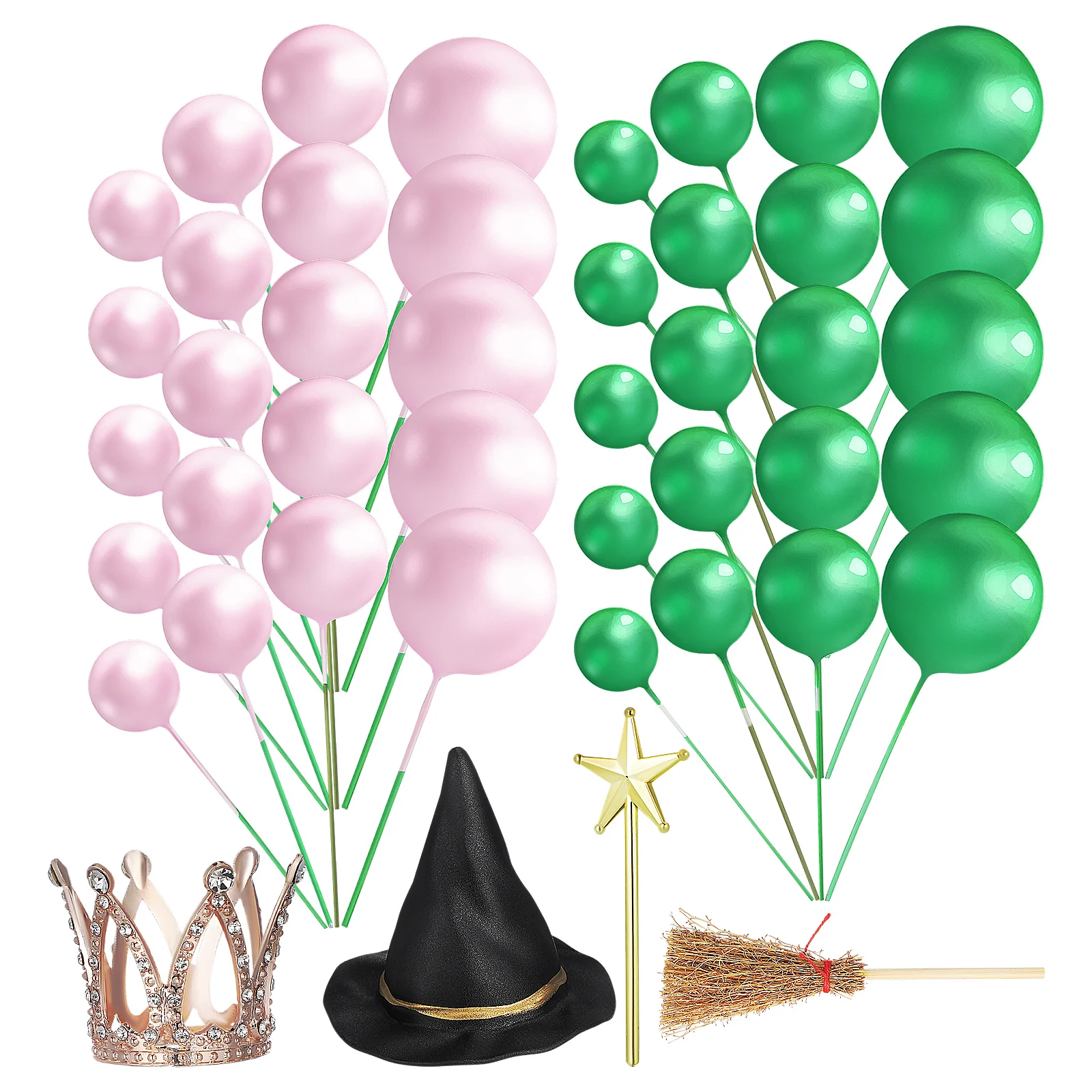 

Witch Party Decorations Wicked Cake Toppers Halloween Broom Hat Crown Ghost Theme Favors Kit Cupcake Supplies Wizard Table