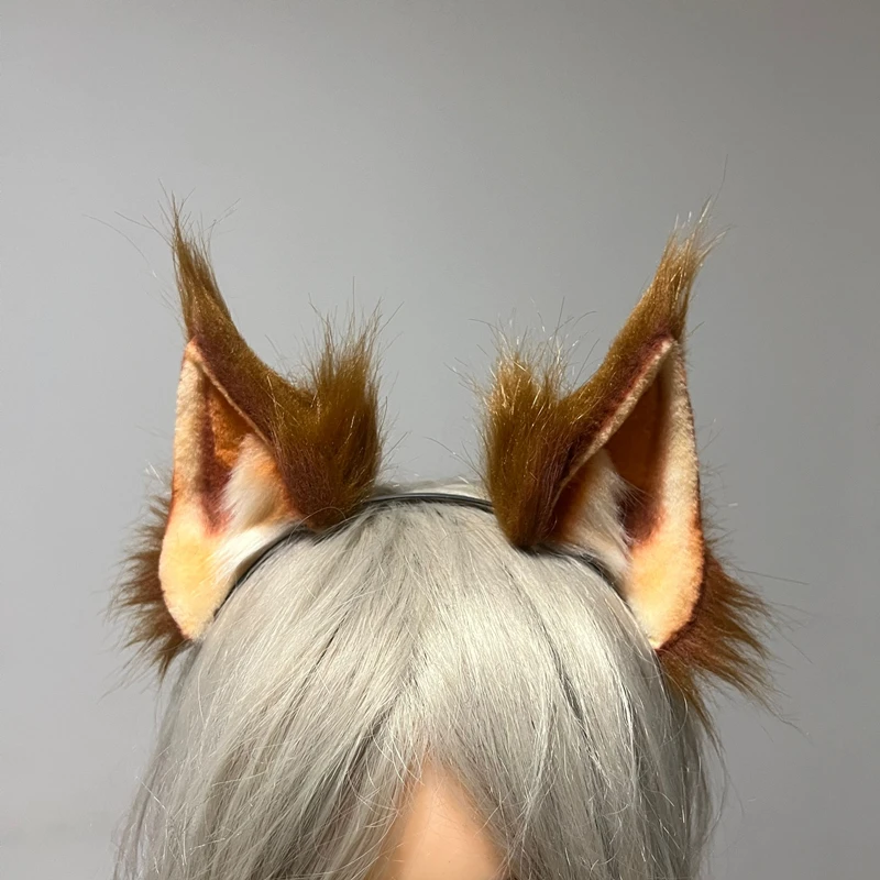 

Handmade Simulation Animal Ear Beast Squirrel Ears Hairhoop Cosplay Accessories For Halloween Christmas Game Party Cosplay Prop
