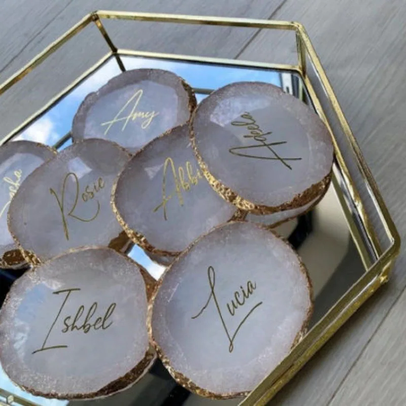 

Personalised Resin Style Agate Coaster Custom Wedding Favour Jewelry Display Tray Wedding Favour Couple Coaster Bridesmaid Gift