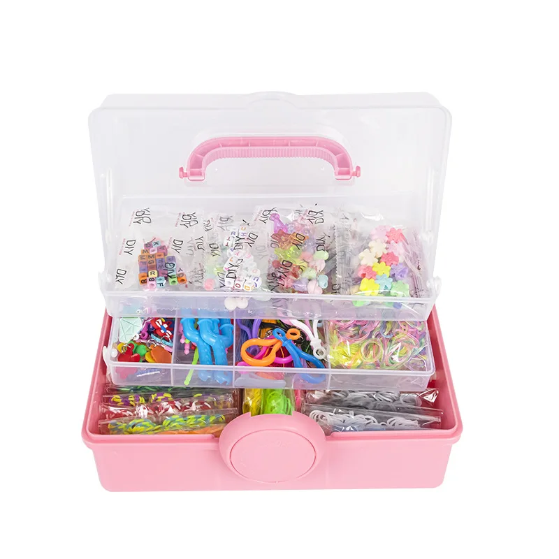 3 Layers Deluxe Storage Loom Bands Set Candy Color Bracelet Making Kit DIY Rubber Band Woven Bracelet Kit Girls Craft Toys Gifts