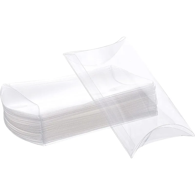 30 pcs 5.5x3.3x1.2 Clear Plastic Pillow Favor Box PVC Candy Treat Gift Box for Wedding Birthday Party Gift Packing Box