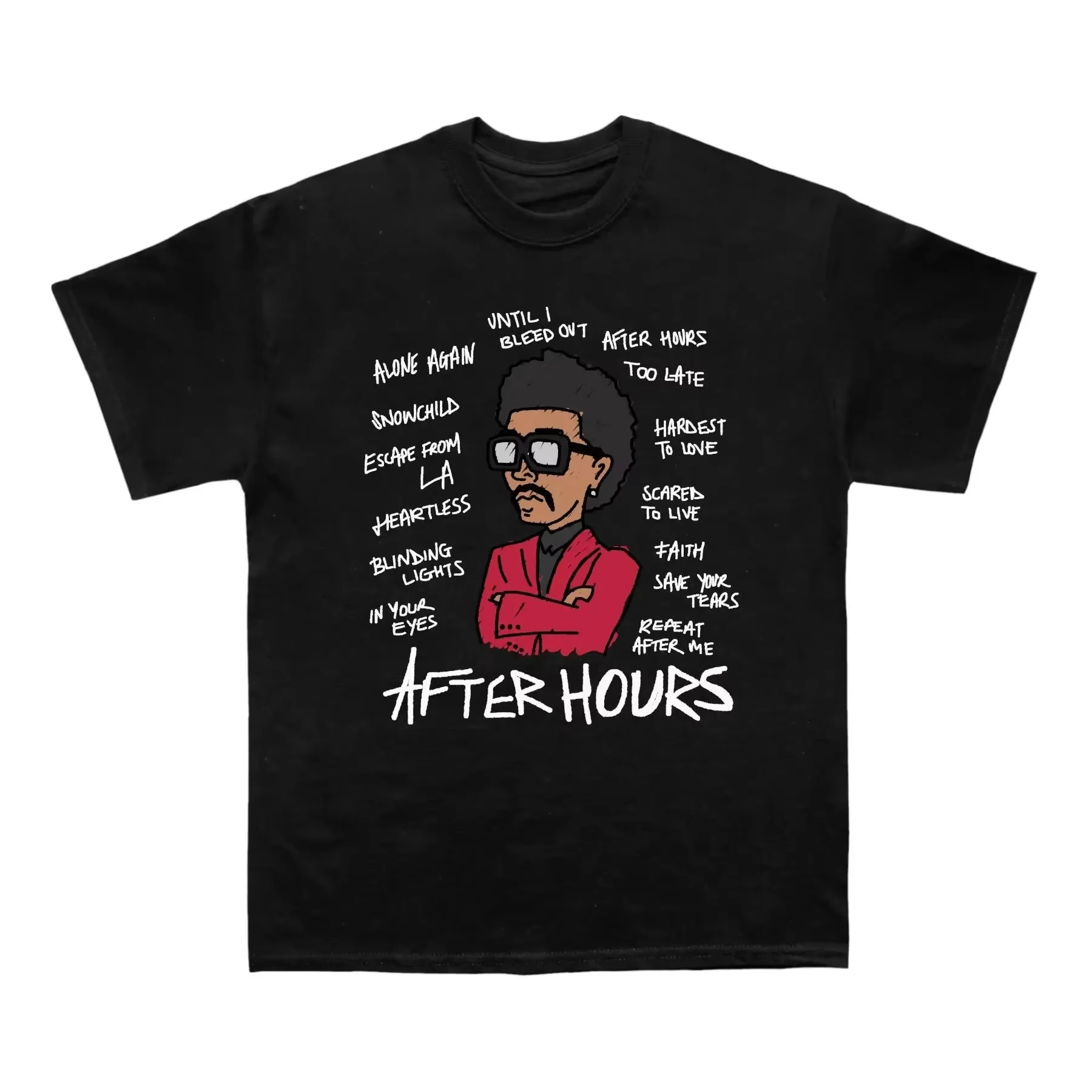 Unisex Crew Neck Short Sleeve Vintage Washed R&B Merchandise T-shirt with The Weeknd Kiss Land Album Women And Men T-shirt