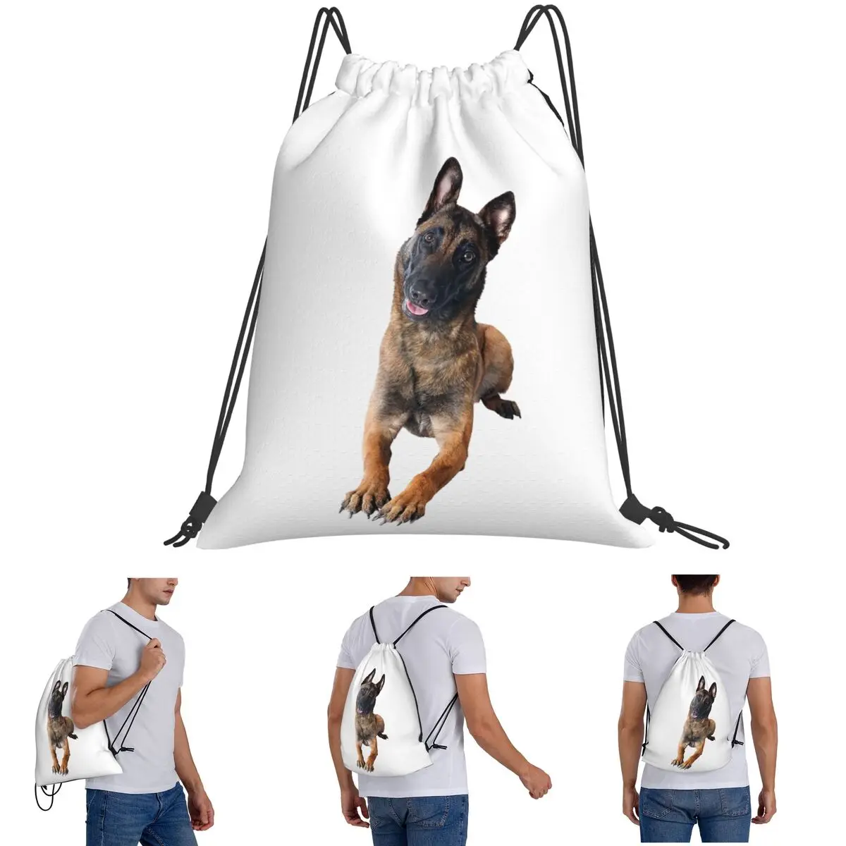 Belgian Shepherd Dog Malinois Backpacks Multi-function Drawstring Bundle Pocket Storage Bag Book Bags for Travel Students