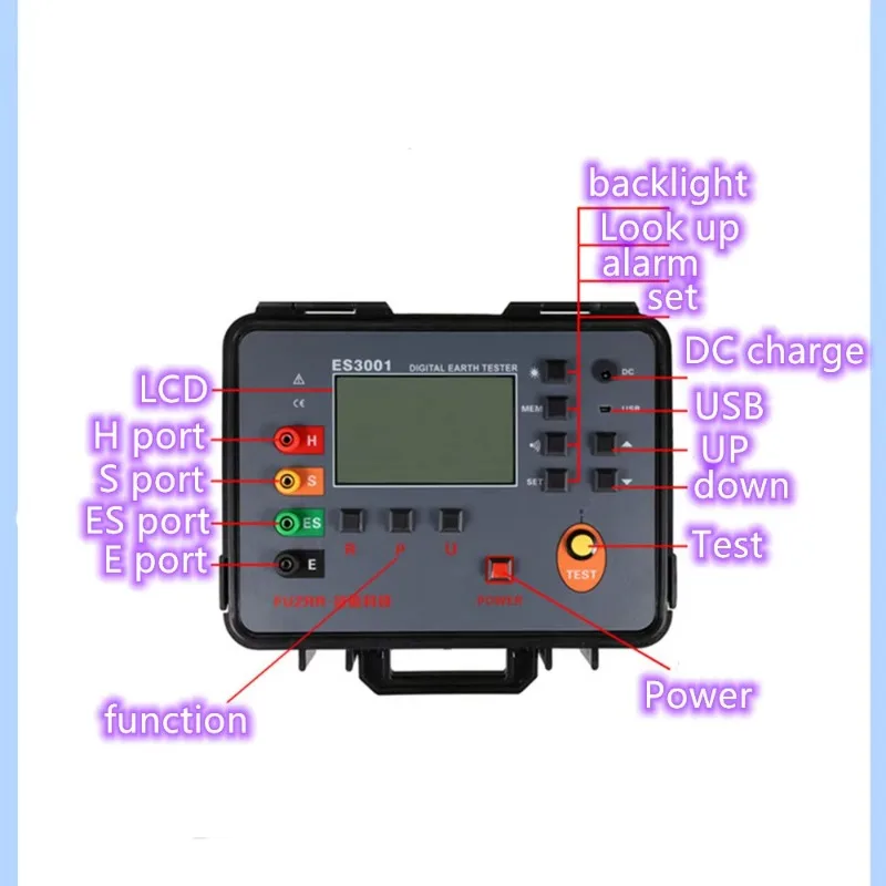 ES3001 Hochwiderstandstester, Widerstandsmesser, Ohmmeter, Bodenwiderstandstester