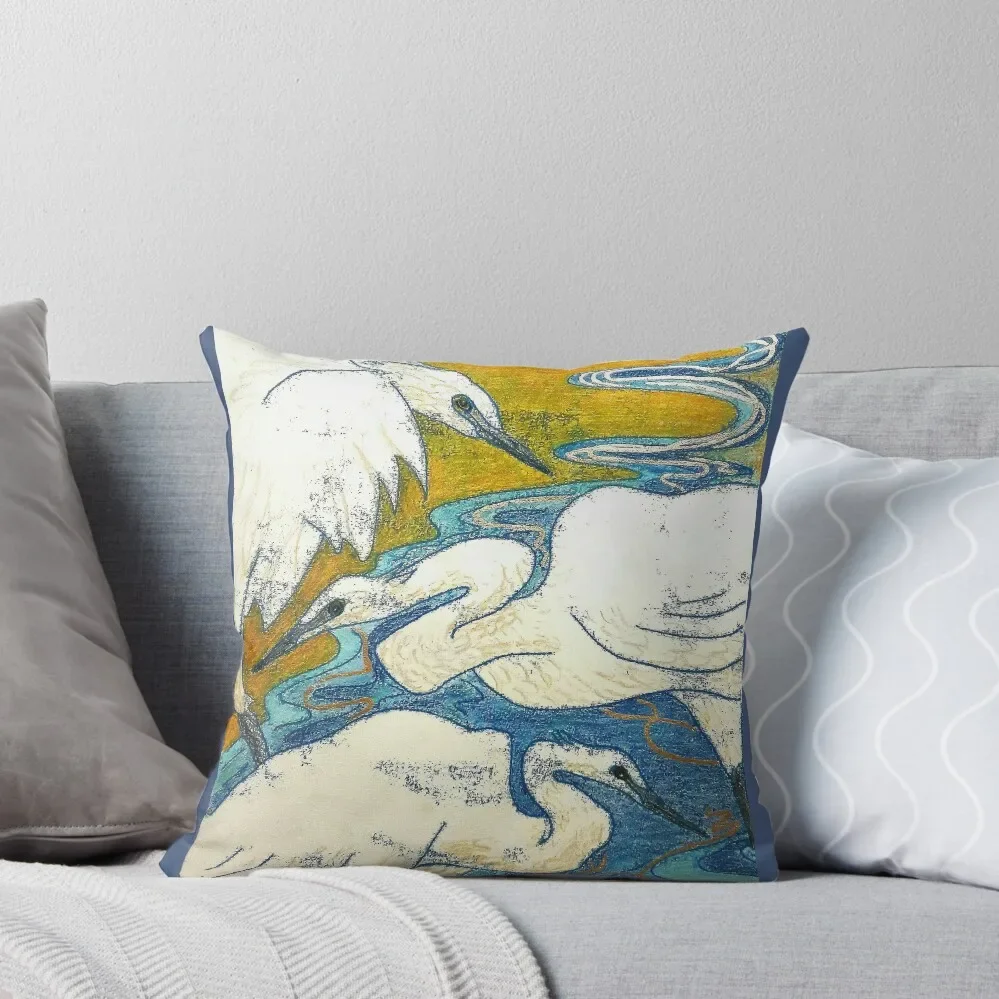 Three Little Egrets Throw Pillow bed pillows Pillow Covers Decorative Bed pillowcases Pillowcase Cushion pillow