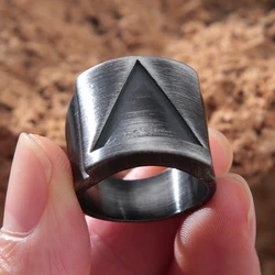 Fashion Vintage Triangle Ring for Men Women 316L Stainless Steel Simple Valknut Biker Amulet Rings Jewelry Gifts Wholesale