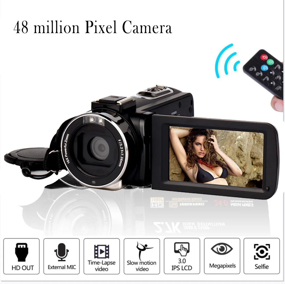 48 million Pixel Camera with Remote Control Night Vision 16X Digital Video Camcorder with 3.0