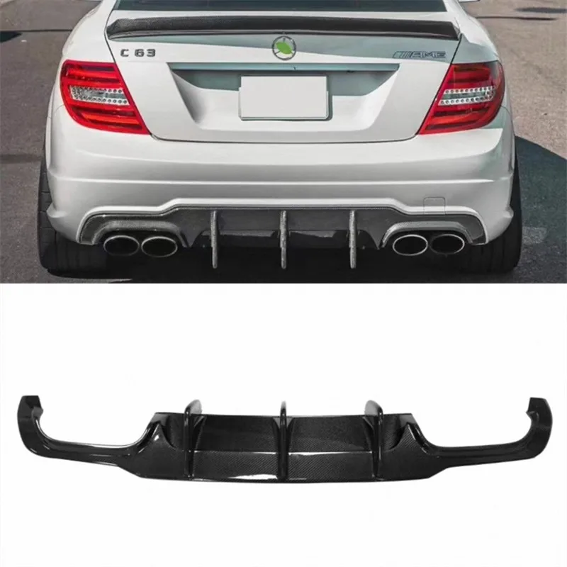 

For Mercedes Benz C Class W204 C180 C200 C260 C300 2011 2012 2013 2014 ReaI Carbon Fiber Bumper Rear Lip Spoiler Kit