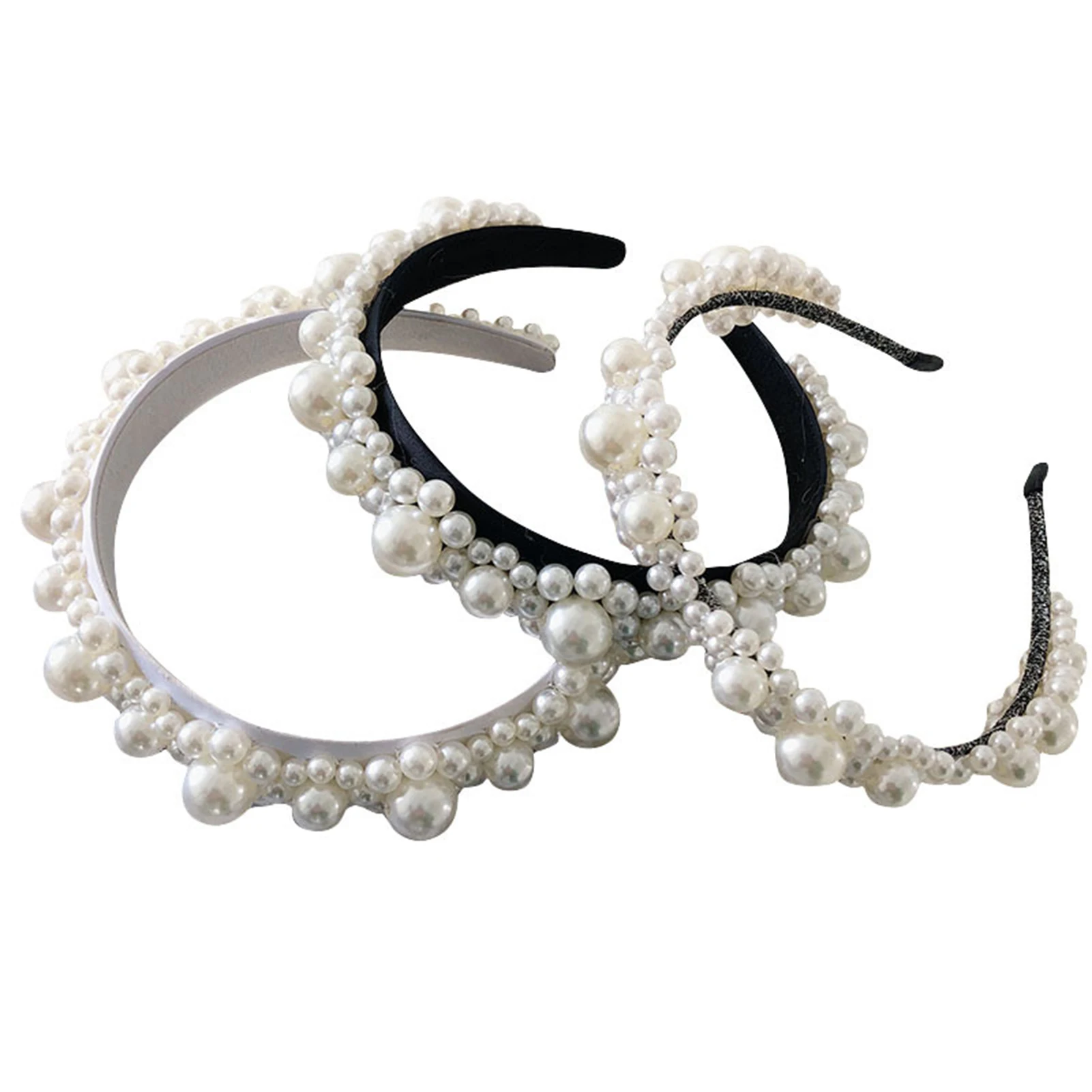 

Imitation Pearl Hoop Headbands Temperament Non-slip Stable Hair Accessory for Gown Dress Hairstyle Making Tool