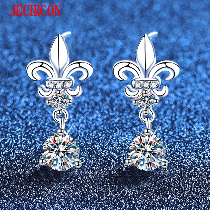 

Серьги-гвоздики JECIRCON из стерлингового серебра 925 пробы с муассанитом 0,5 карата, ретро-серьги с французской кисточкой ирисом, легкие роскошные и универсальные