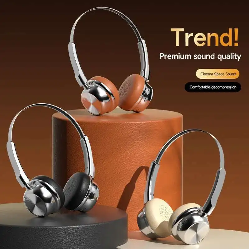 CR-20 新ヴィンテージファッション オーバーイヤーワイヤレスノイズリダクションヘッドセット レトロメイラードメタルBluetoothヘッドホン 学生向けギフト