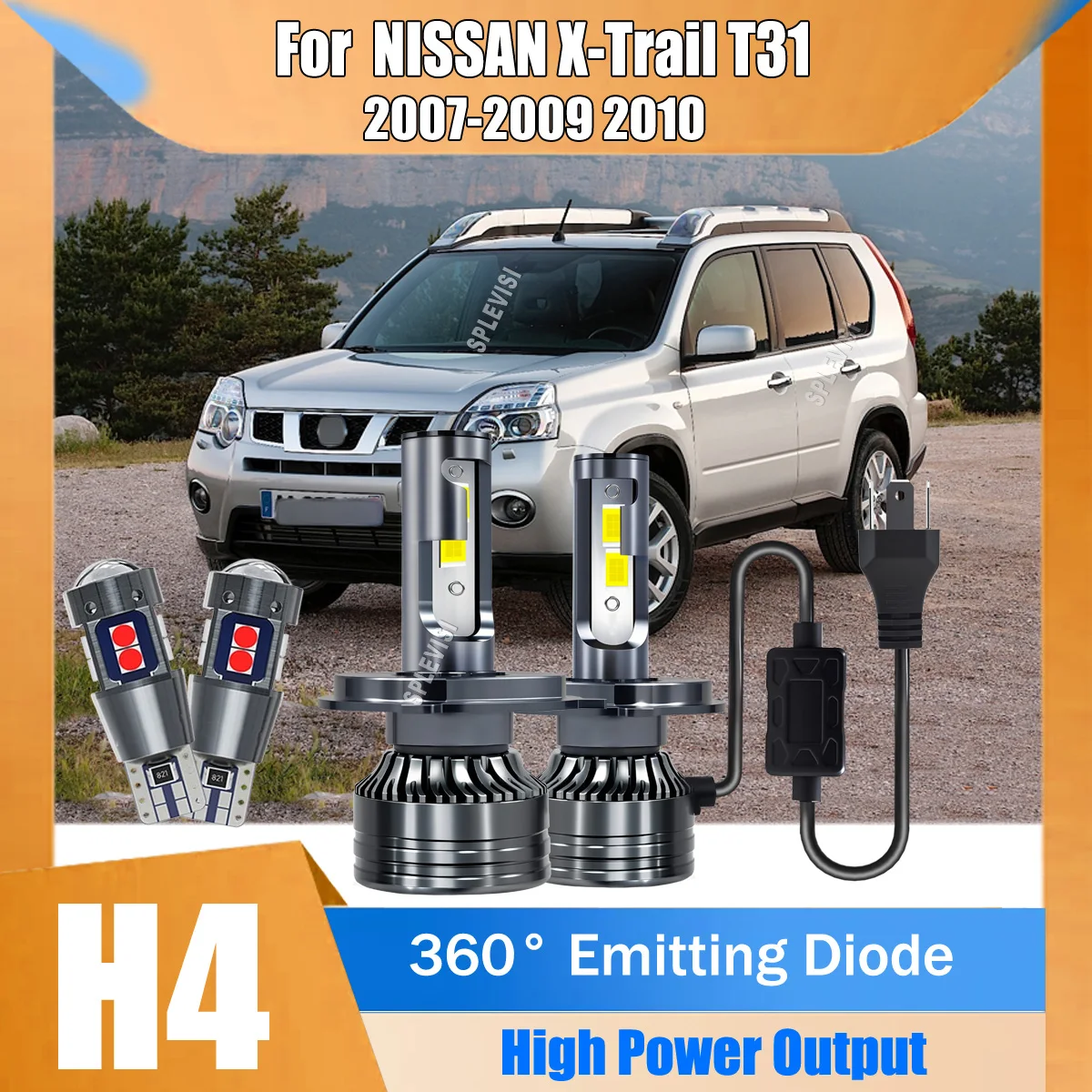 

LED Headlight Bulbs Lamp Kit 6000K 360W Super White Hi-Lo Beam Easy Conversion 12v For NISSAN X-Trail T31 2007 2008 2009 2010