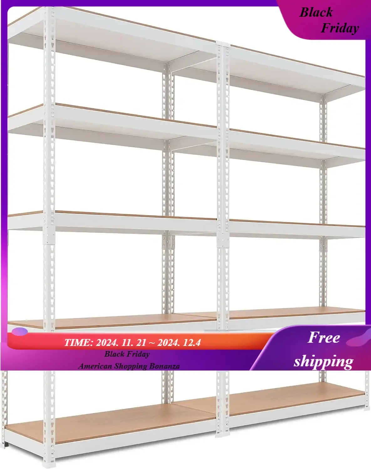 

Storage Shelves Adjustable Laminated Boltless Garage Metal Shelving Unit Heavy Duty Utility Rack Shelf