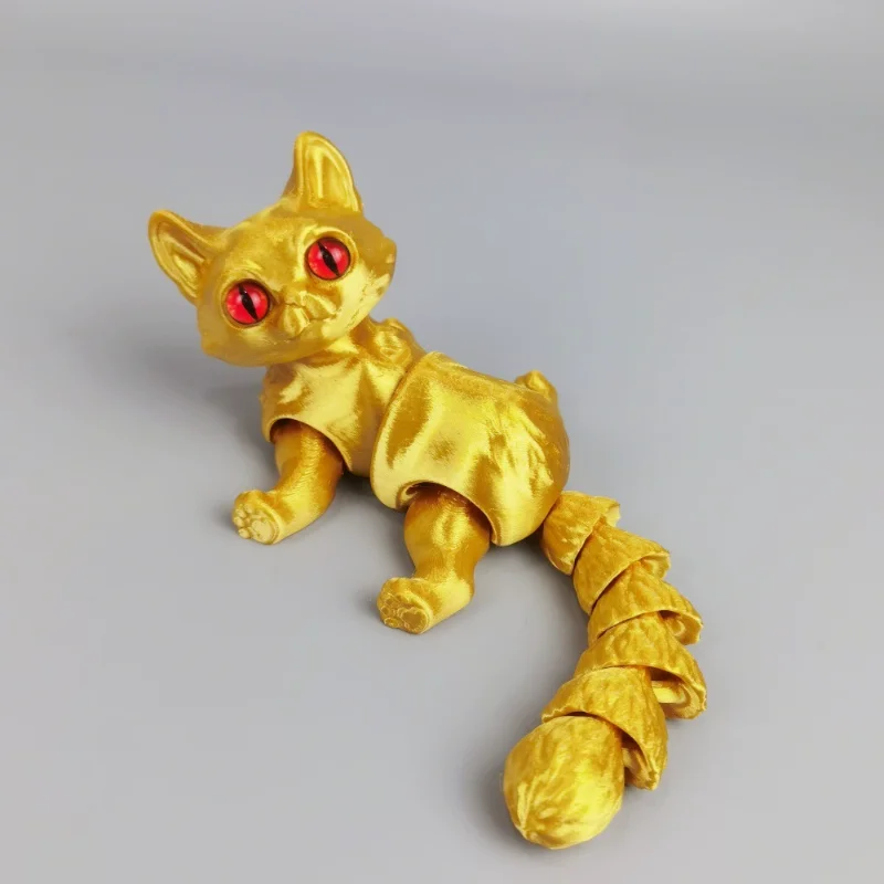 ثلاثية الأبعاد الطباعة الكرتون القط الديكور مضحك محاكاة لطيف القط زخرفة المفاصل المنقولة الإبداعية سطح المكتب التماثيل هدية تزيين المنزل #5