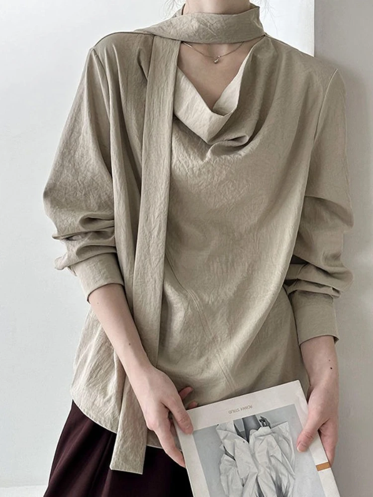 

Однотонные рубашки и блузки с длинными рукавами для женщин. Распродажа современной одежды. Элегантная социальная уличная одежда. Высококачественный женский топ.