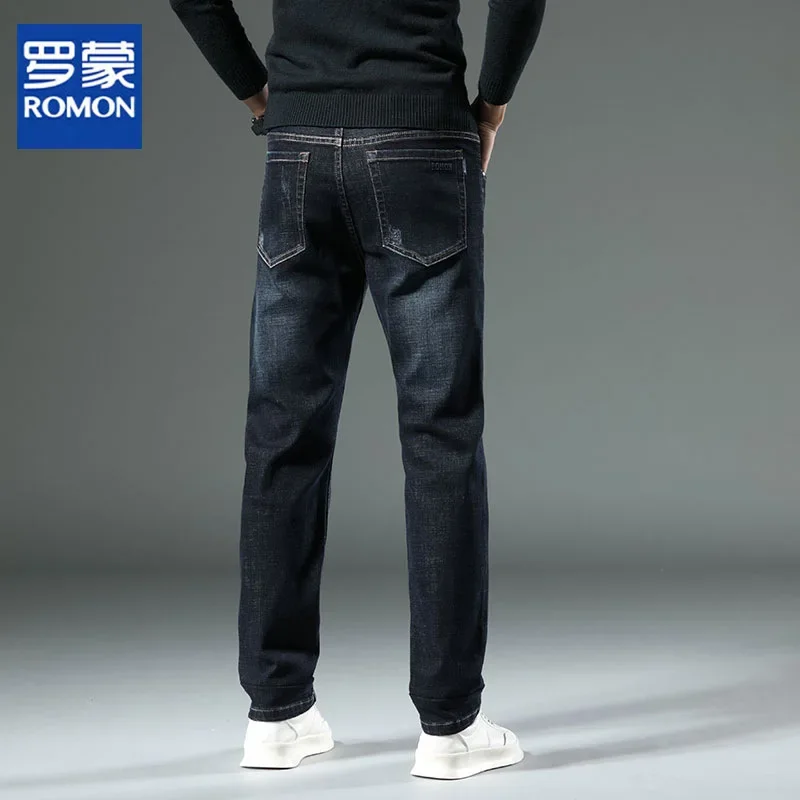 Romon-Jeans coupe droite élastique pour hommes, pantalons d'affaires décontractés, tendance américains, nouveau, 2024