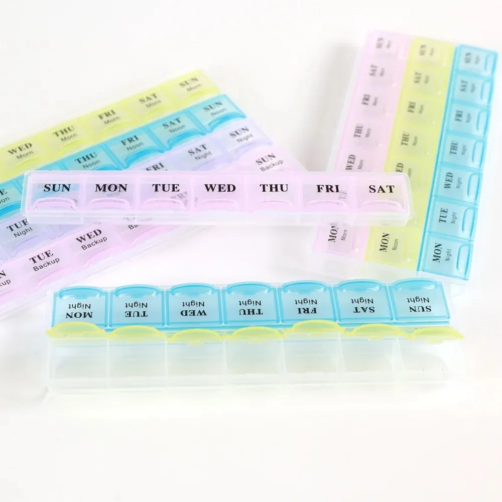Pill Cases Box 7 Days Organizer 28 Grids 4 Times One Day Portable Travel with Large Compartments for Vitamins Medicine Fish Oils