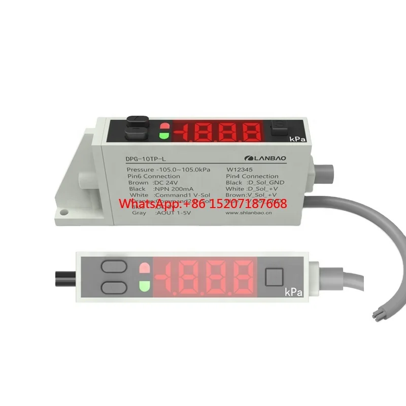 LANBAO  IP40 10-30VDC  500kpa PNP Vernier Gas Pressure Sensor