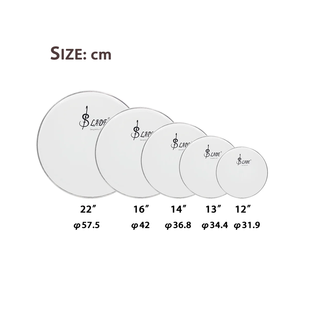 

Белая барабанная кожа LADE, пять барабанных комплектов из полиэстера