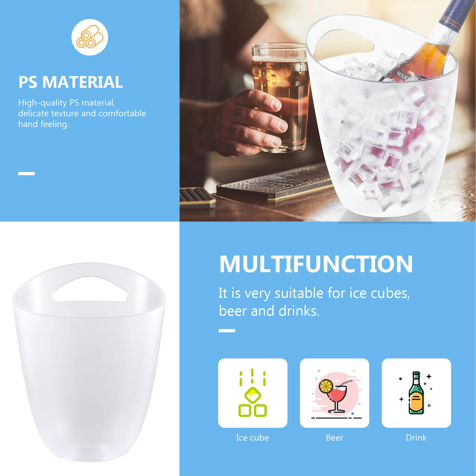 

3L Frosted Ice Bucket Rust-Proof Wine Chilling Tub Large Capacity Leak-Proof Pail For Beer Juice Multipurpose Storage Container