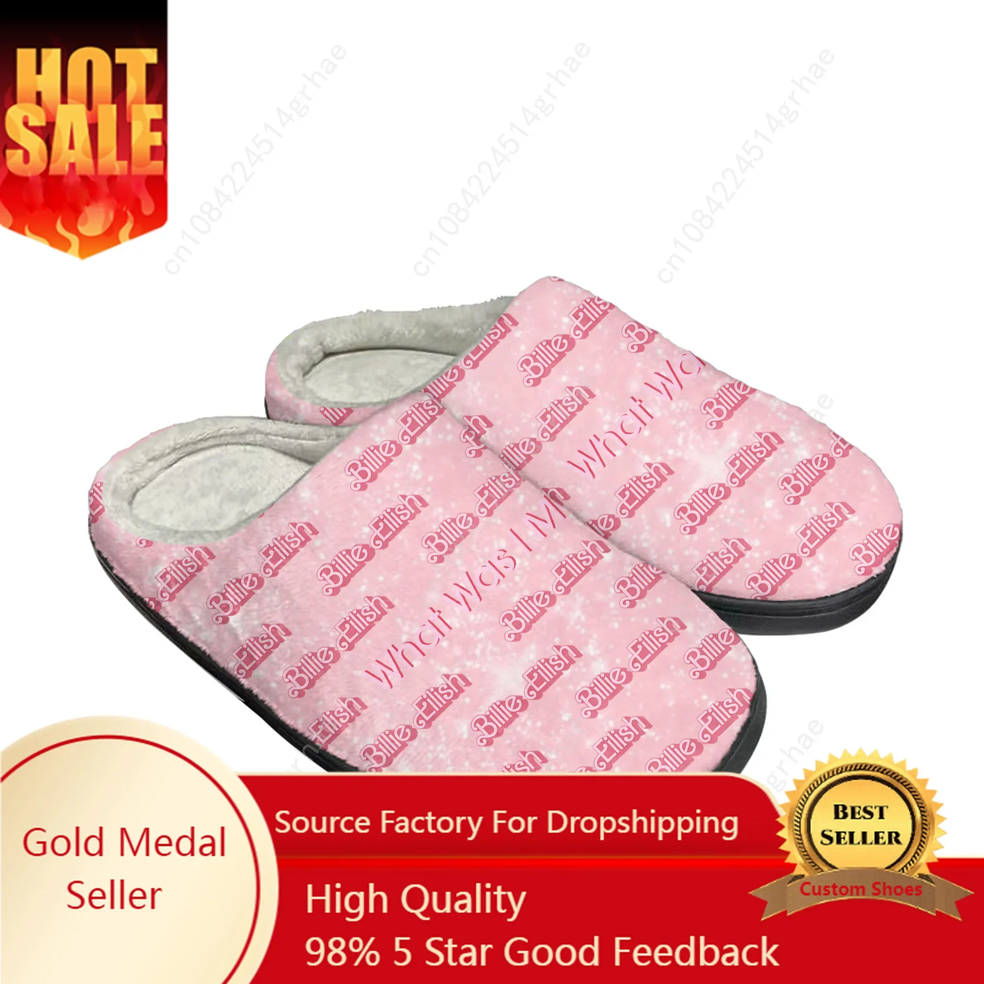 

Pink Bilie What Was I Made For Eilish Home Cotton Slippers Men Women Plush Bedroom Casual Keep Warm Shoe Thermal Indoor Slipper