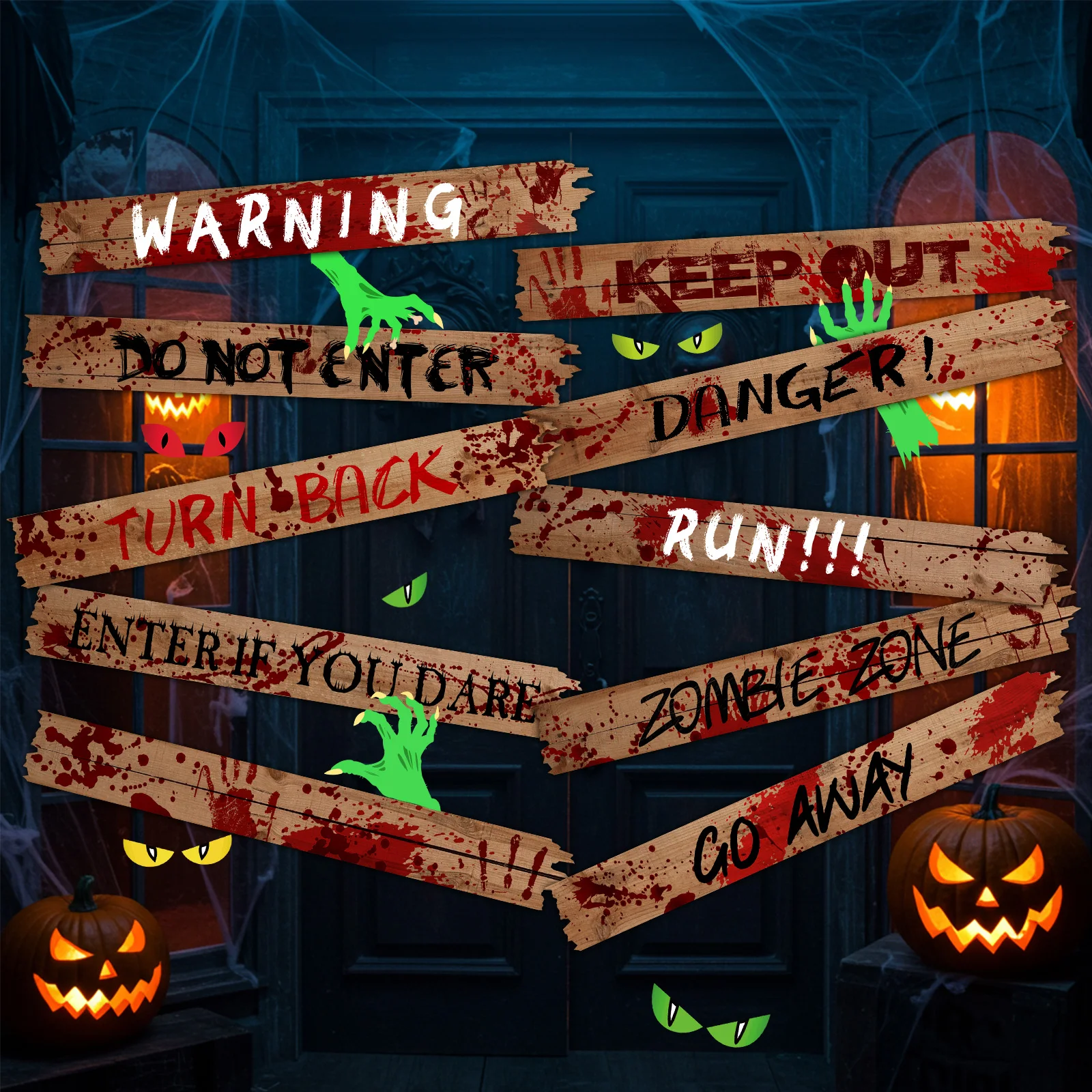 Hallween Haunted Window Boards, With luminous stickers, Poster Scary Haunted House Party Supplies for Porch Indoor Office Window