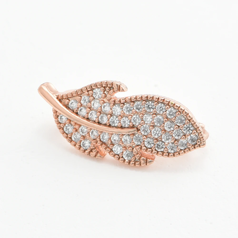1PCS 18K Gold/Rhodium Plated With Zircon Leaf Shape Connectors Fittings Clasps For DIY Necklace Making Accessories Wholesale