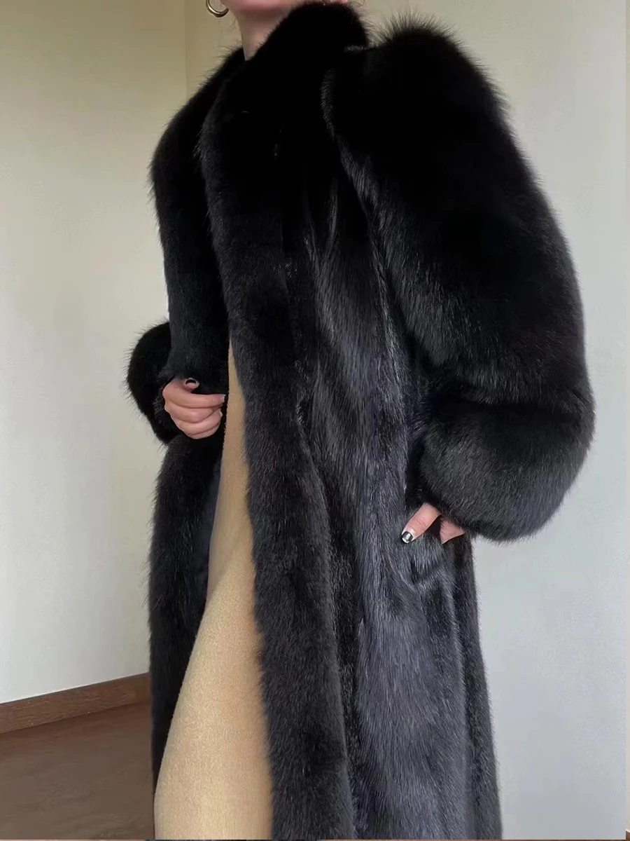 HDHOHR 2026 Winter Elegant Luxury Chic Thick Warm Soft Faux Fox Fur Coat Women Long Mink Fur Warm Classic Fluffy Fur Jacket