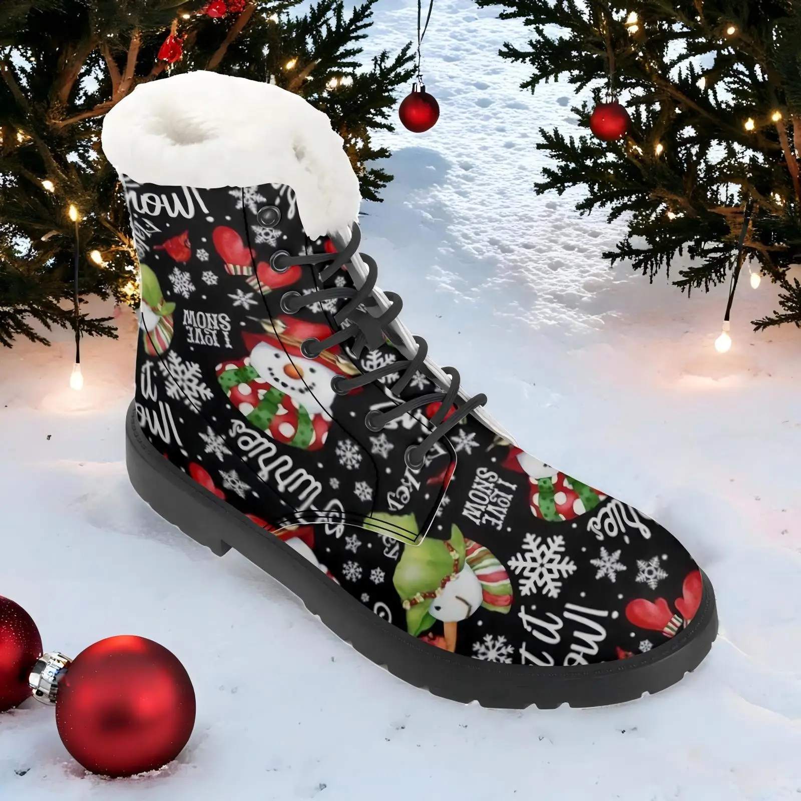 لطيف ثلج الكرتون طباعة أفخم الأحذية عارضة الأحذية منتصف العجل الأحذية المألوف الكلاسيكية تنوعا الخريف والشتاء الأحذية