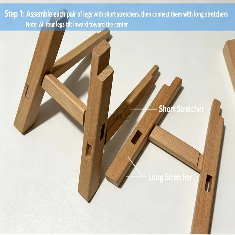 DIY Assembly Solid Wood Four Corner Stool Kit Detachable Wooden Bench Materials for Student Labor Skill Handmade Craft Making
