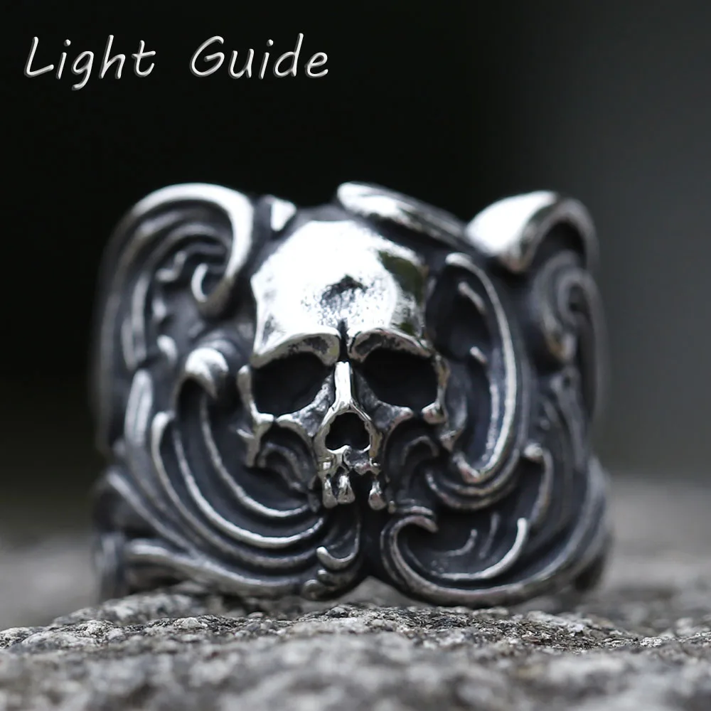 NEW Men\'s 316L stainless steel ring Special Design skull punk Ring For Men Chic Fancy Halloween Jewelry free shipping
