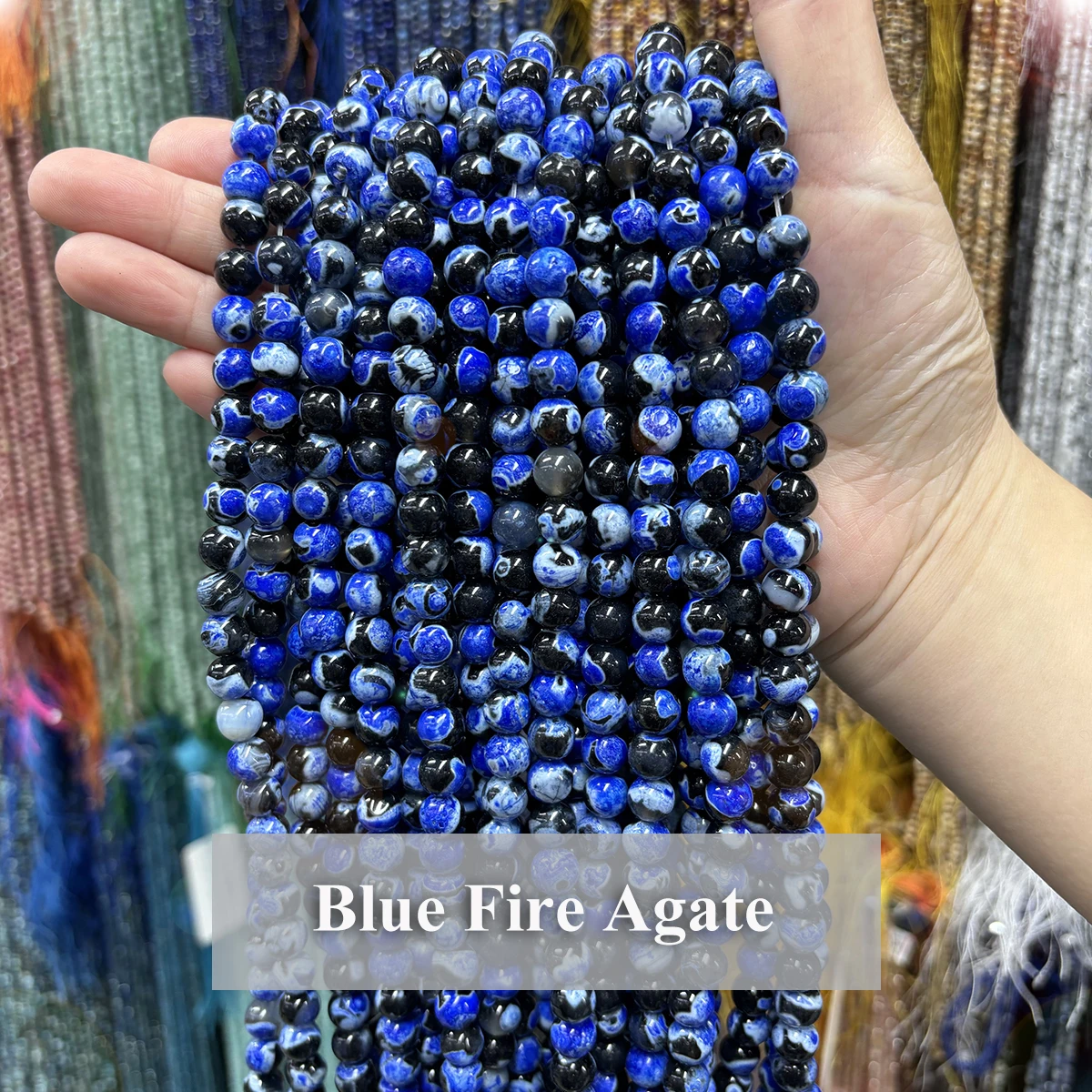 

Blue Fire Agate Beads Natural Round 6 8 10mm Loose Gemstone Round Beads Jewelry Making Bracelet Necklace DIY Jewelry Accessories
