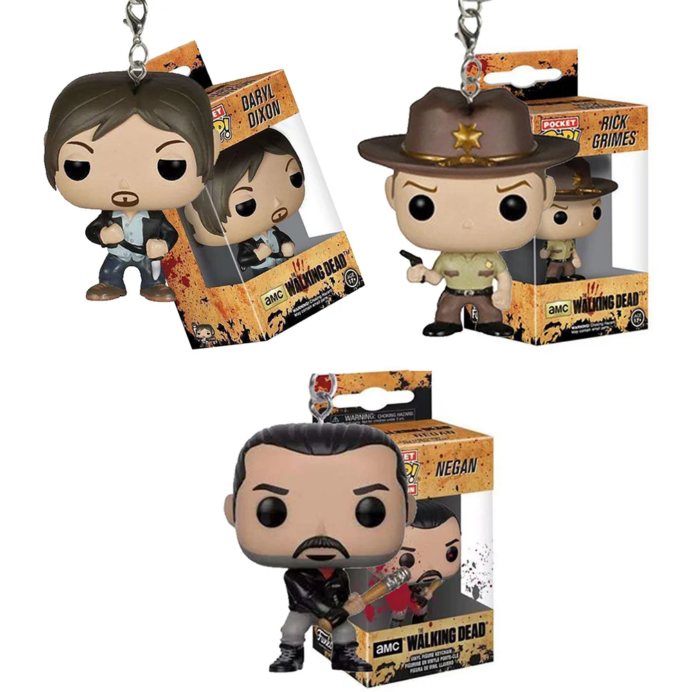 POP Walking Dead Daryl Dixon Rick Grimes AMC Pocket Pop Keychain Action Figure Toys For Children Christmas Gift