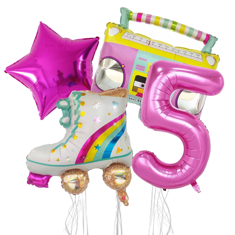 4pcs Ice Roller Skate And Radio Balloons Inflatable Radio for 90s Parties Decor Hip Hop Theme Birthday Party Decorations Kid Toy view 6