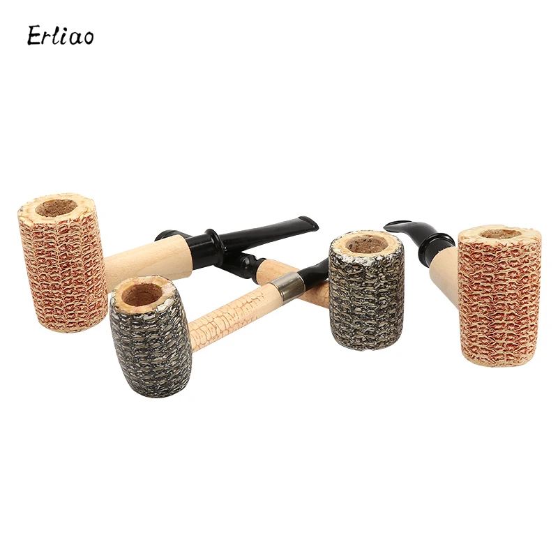 1PC Natural Corn Pipes Portable and Removable Tobacco Pipe Straight Type Creative  Medium Corn Pipe Smoking