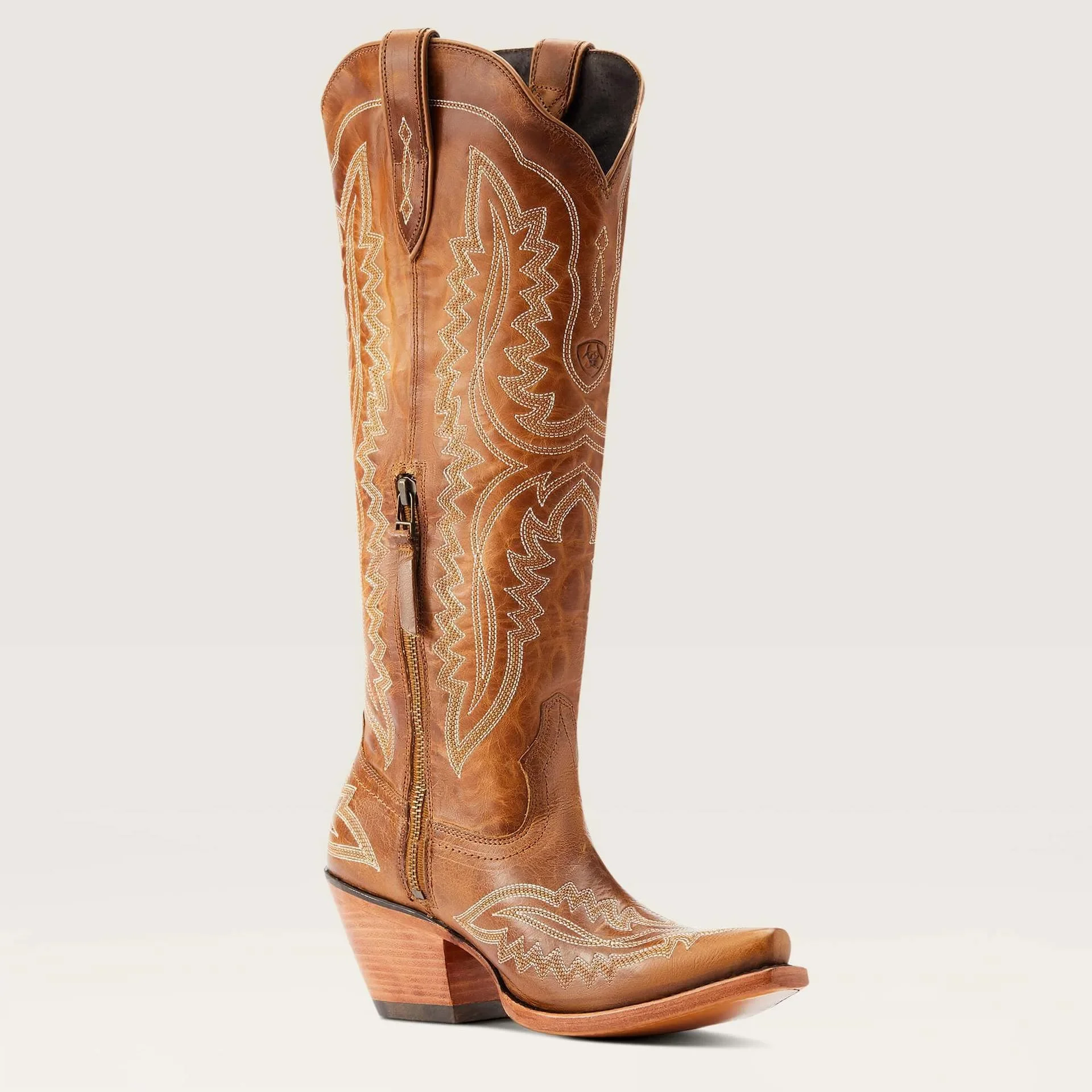 Damen Western Cowboy-Stiefel mit spitzer Zehenpartie, dicken hohen Absätzen, knielang, bestickt, Herbst, Blockabsatz, Retro-Freizeitschuhe – Detail 14