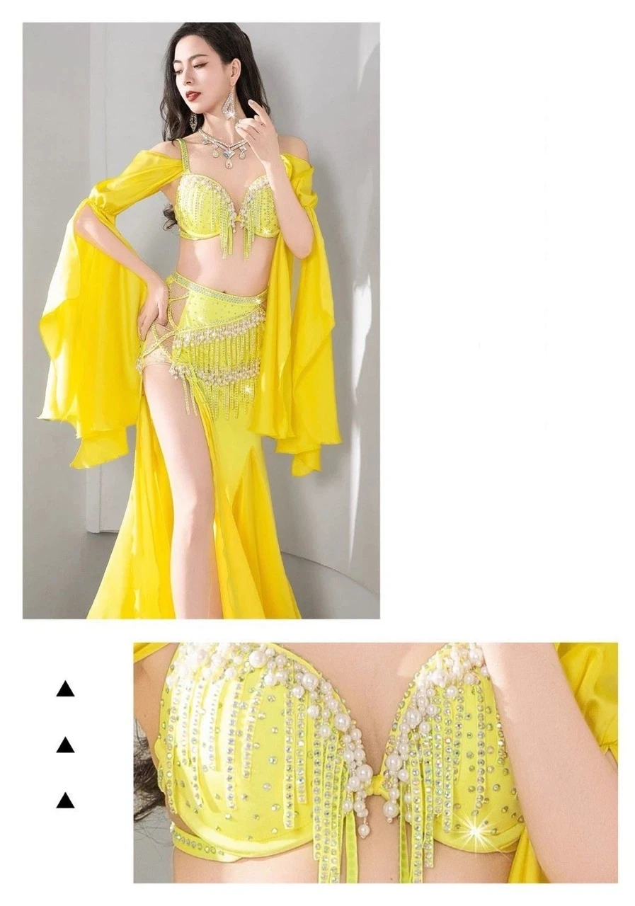 جديد أداء الرقص الشرقي الملابس اللؤلؤ شرابة النساء الرقص الشرقي الفردي فريق المنافسة مرحلة أزياء مسرحية