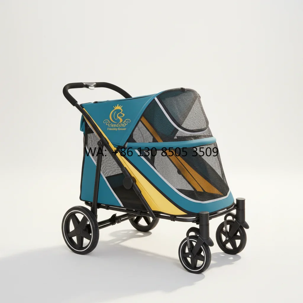 Ultimate Convenience Pet Stroller  One Hand Fold Quick Release Wheels Front Rear Access Washable Pad Dog Cat Stroller
