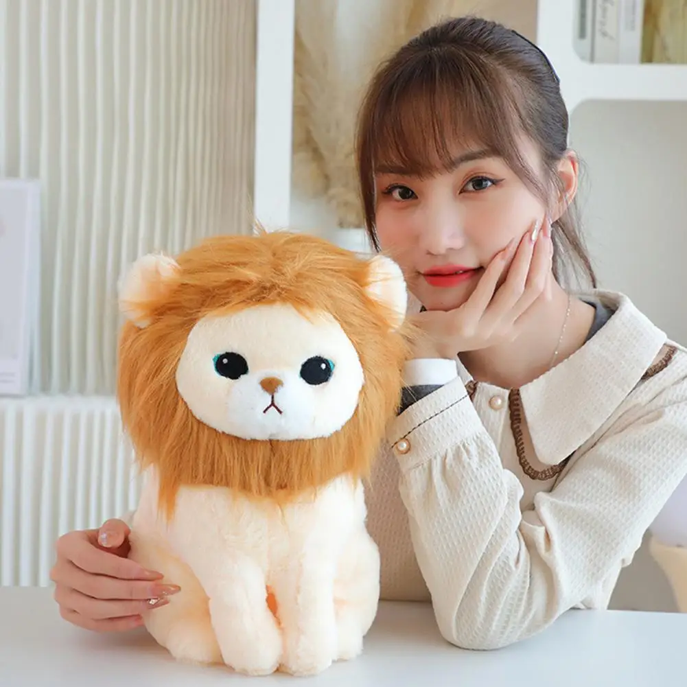 Fine Workmanship Lion Toy Realistic Lion Stuffed Plush Doll Toy for Home Sofa Bedroom Cute Model Throw Pillow Xmas for Children