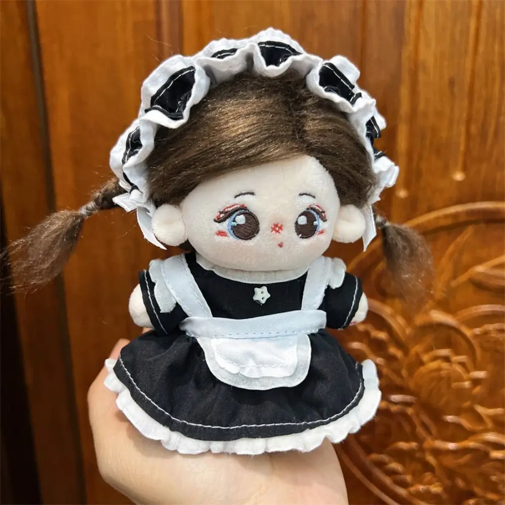 Maid Costume 10cm Doll Dress Retro Multicolor Plush Dolls Cartoon Skirt Camellia Skirt Cotton Dolls Halter Dress Doll Decoration