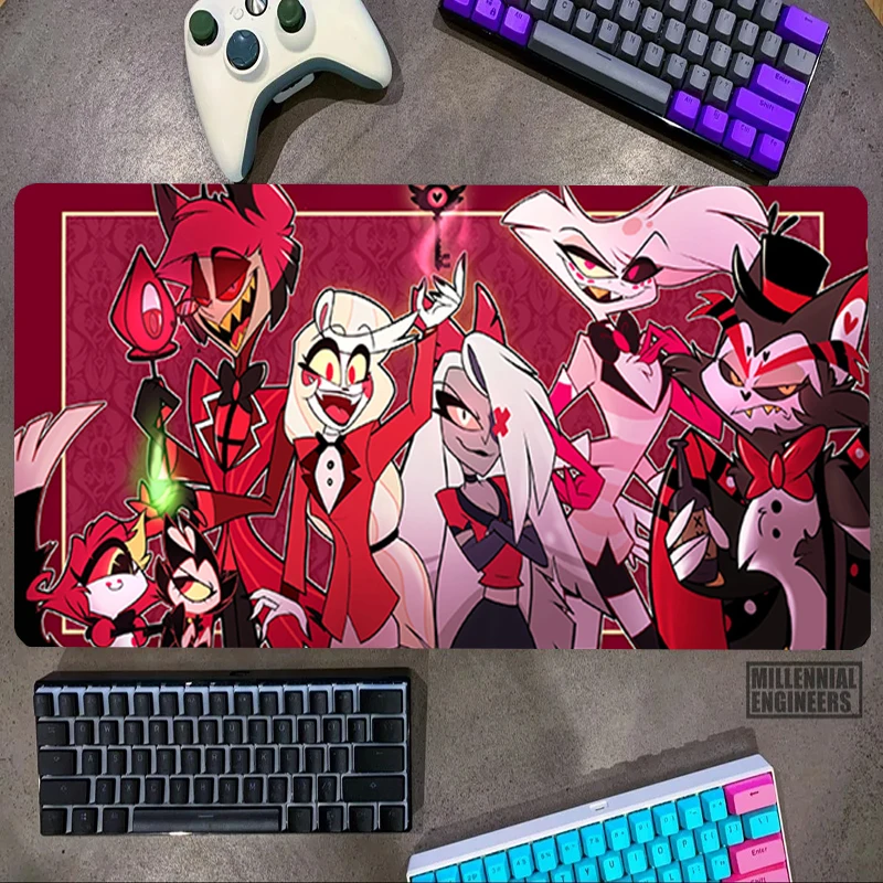 

H-Hazbin Cartoon Hotels Mouse Pad Mousepad Gamer Keyboard Gaming Mats Desk Mat Big Mousepepad Office Accessories Extended Large