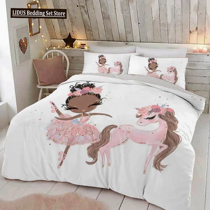 

Lovely Princess Kids Bedding Set 150x200 Castle Duvet Cover Pillowcase Bed Cover For Girls Twin Single Size Quilt Cover 200x200