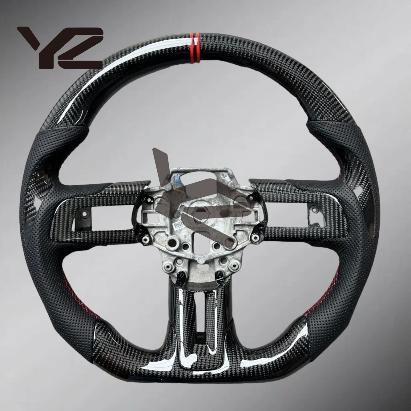 2020 for Ford Mustang GT Real Carbon Fiber Racing Steering Wheel with Fancy LED Shift Light Design for 2018 2019 Cars